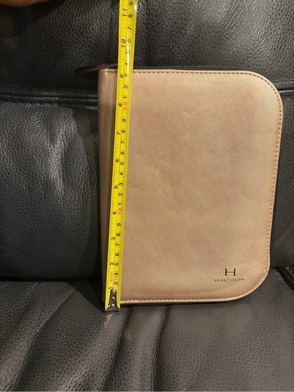 Halston Heritage Tan Leather Zip Jewelry Pouch